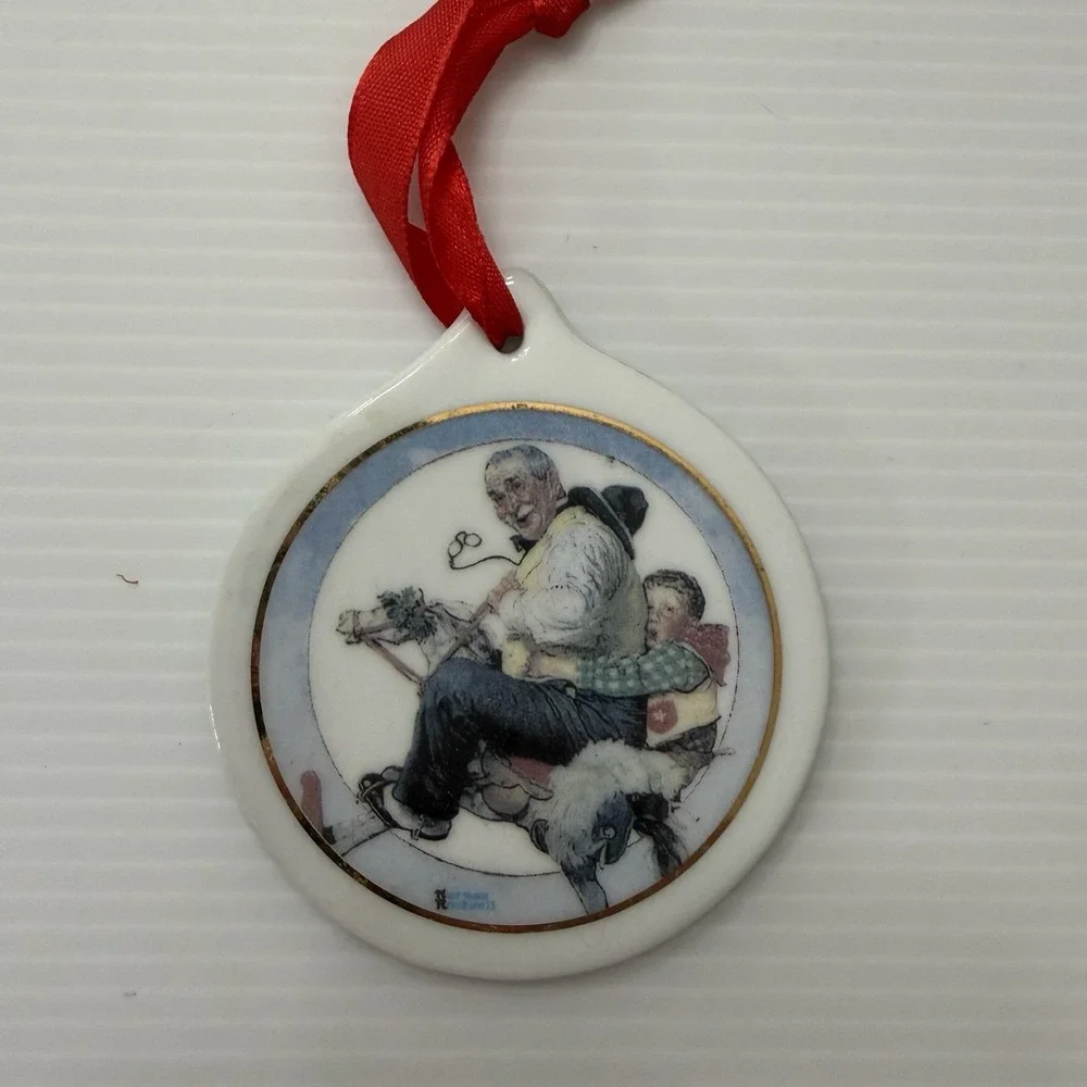 Vintage 1997 JC Penney Norman Rockwell Gramps At The Reins Christmas Ornament